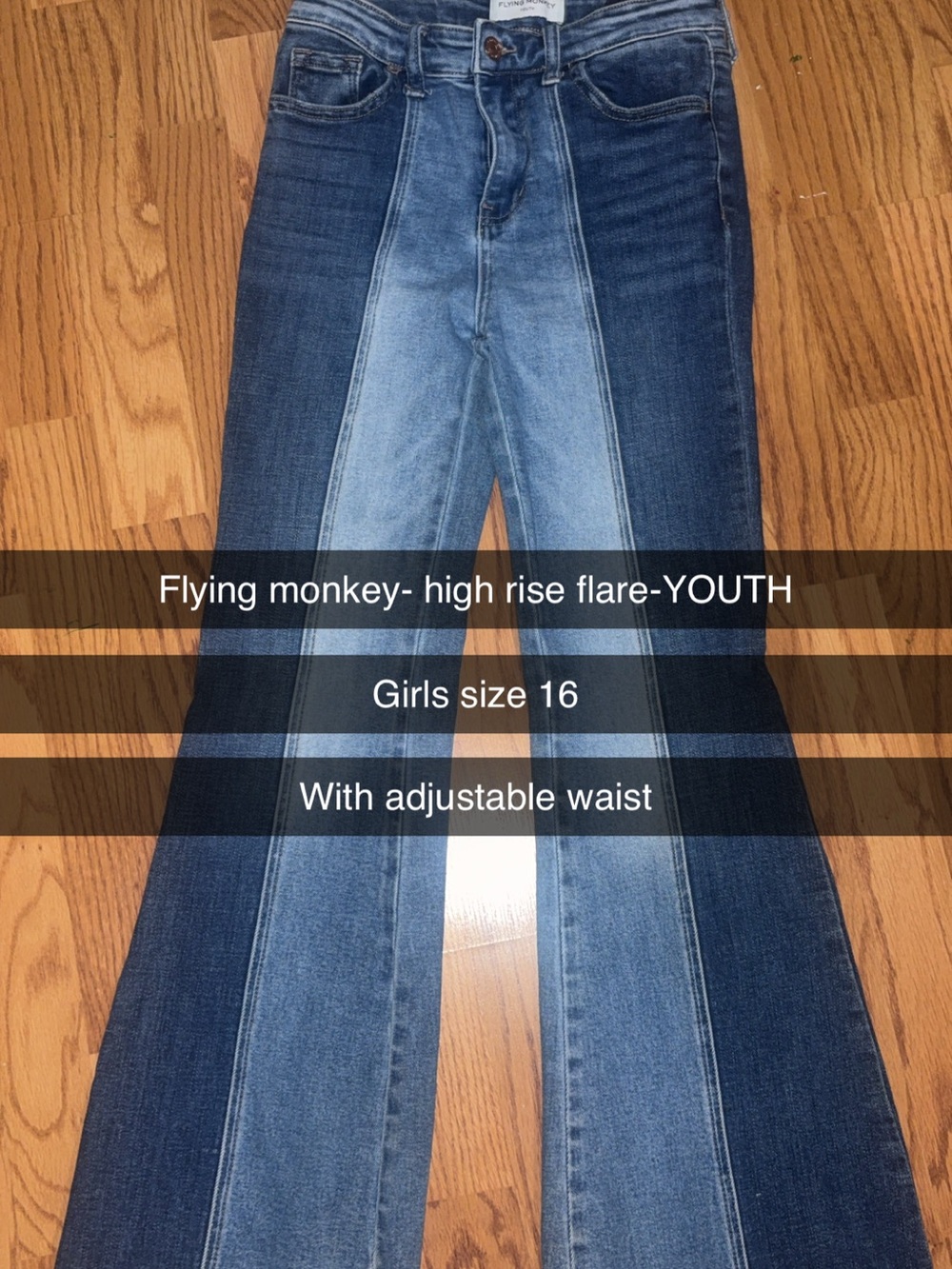Flying Monkey Two-Tone High-Rise Flare Jeans - Blue